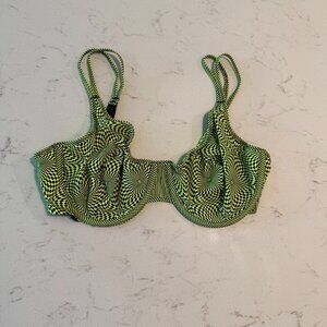 Victorias Secret Psychedelic Print Bra Green Black 36C UN PADDED Hippie Art Y2K